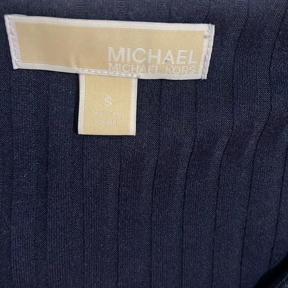 Michael Kors Ribbed Navy Blue Bodycon Mini Dress - Picture 3 of 4